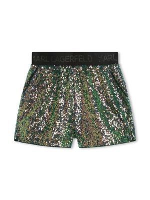 Karl Lagerfeld Kids logo-waistband embellished shorts - Neutrals