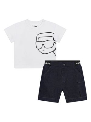 Karl Lagerfeld Kids logo-waistband organic-cotton shorts - White