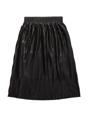 Karl Lagerfeld Kids logo-waistband pleated skirt - Black