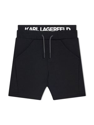 Karl Lagerfeld Kids logo-waistband track shorts - Black