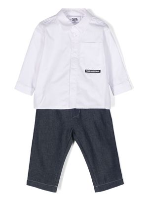 Karl Lagerfeld Kids logo-waistband trousers and shirt set - White