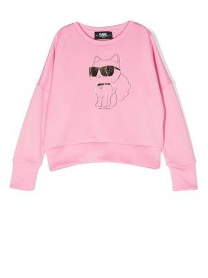 Karl Lagerfeld Kids metallic choupette sweatshirt - Pink
