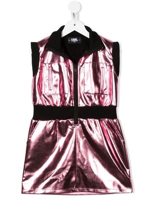 Karl Lagerfeld Kids metallic-effect sleeveless dress - Pink