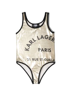 Karl Lagerfeld Kids metallic-effect swimsuit - Gold