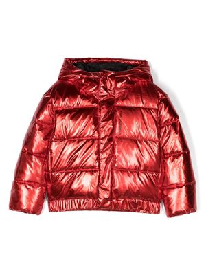 Karl Lagerfeld Kids metallic puffer jacket - Red