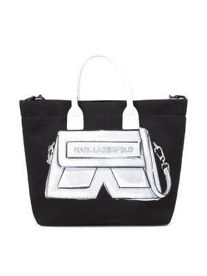 Karl Lagerfeld Kids Mini Me canvas tote bag - Black