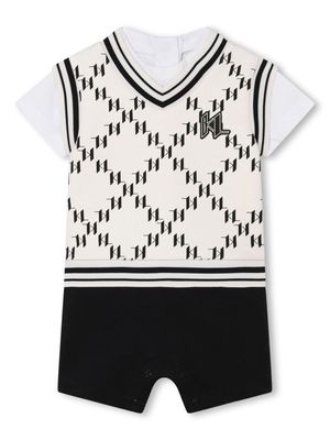 Karl Lagerfeld Kids monogram-pattern layered romper - Neutrals