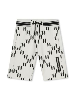 Karl Lagerfeld Kids monogram-print cotton track shorts - White