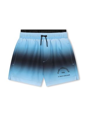 Karl Lagerfeld Kids ombré-print drawstring swim shorts - Blue