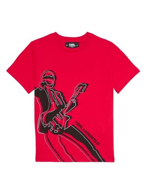 Karl Lagerfeld Kids Rock Print cotton T-shirt - Red