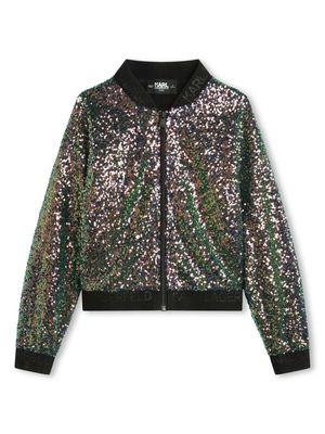 Karl Lagerfeld Kids sequin-embellished bomber jacket - Neutrals