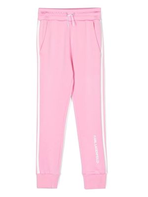 Karl Lagerfeld Kids side-stripe tapered sweatpants - Pink