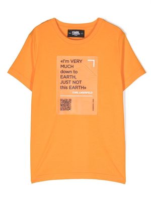 Karl Lagerfeld Kids slogan-print crew-neck T-shirt - Orange