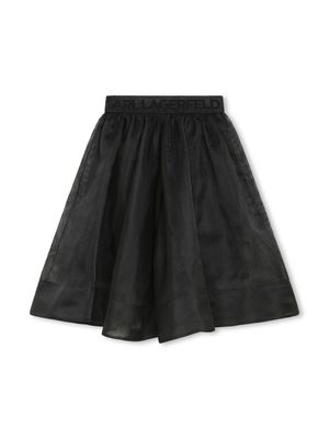 Karl Lagerfeld Kids striped logo-waist skirt - Black