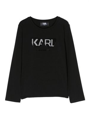 Karl Lagerfeld Kids stud-embellishment stretch-cotton T-shirt - Black
