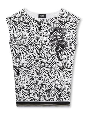 Karl Lagerfeld Kids zebra-print jersey minidress - White