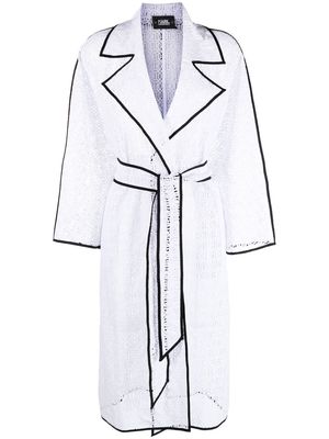 Karl Lagerfeld Kl embroidered lace trench coat - White