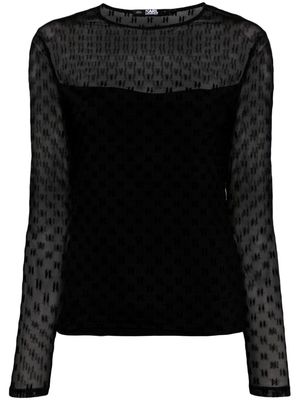 Karl Lagerfeld KL-logo mesh top - Black