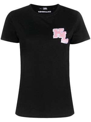 Karl Lagerfeld Kl logo-patch organic cotton T-shirt - Black