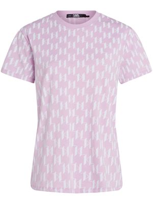 Karl Lagerfeld KL monogram-pattern T-shirt - Pink