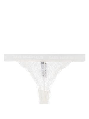 Karl Lagerfeld lace-detail logo-waistband thong - Neutrals