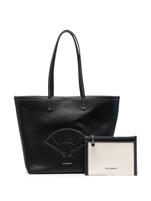 Karl Lagerfeld large Fan embossed tote bag - Black