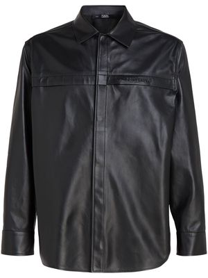 Karl Lagerfeld leather pocket button-up shirt - Black