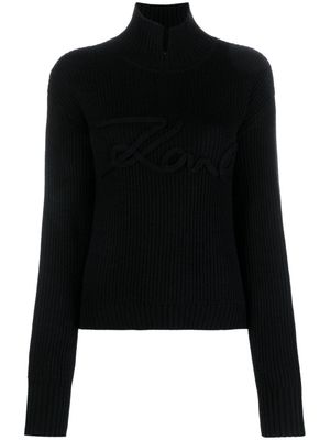 Karl Lagerfeld logo-appliqué knitted jumper - Black