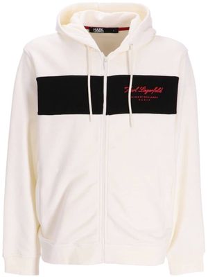 Karl Lagerfeld logo-appliqué zip-up hoodie - White