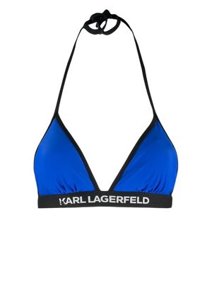 Karl Lagerfeld logo-band bikini top - Blue