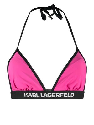 Karl Lagerfeld logo-band bikini top - Pink