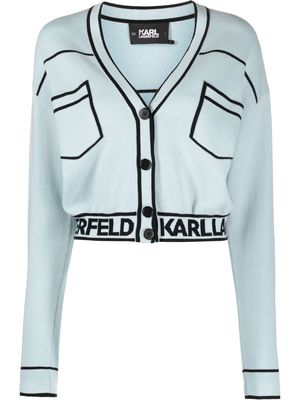 Karl Lagerfeld logo-band cotton cardigan - Blue