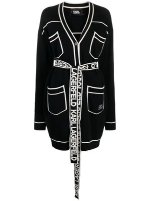 Karl Lagerfeld logo-belt cardigan - Black