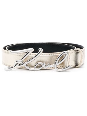 Karl Lagerfeld logo buckle leather belt - Gold