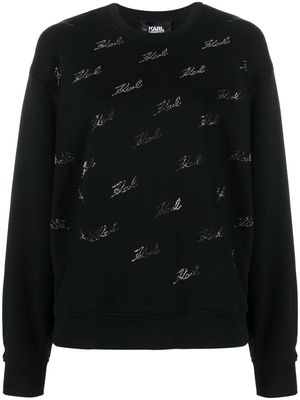 Karl Lagerfeld logo-embellished cotton-blend sweatshirt - Black