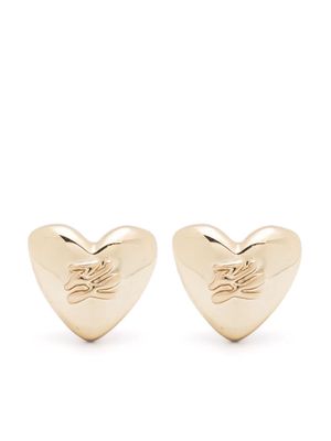 Karl Lagerfeld logo-embossed heart-stud earrings - Gold