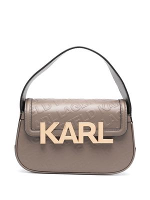 Karl Lagerfeld logo-embossed leather tote bag - Brown