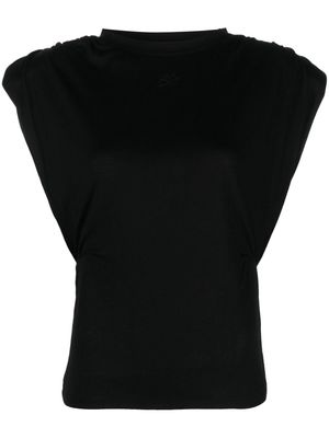 Karl Lagerfeld logo-embroidered cap-sleeve T-shirt - Black