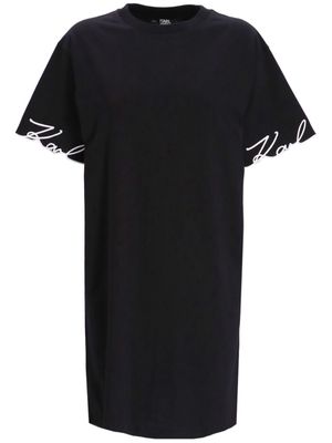 Karl Lagerfeld logo-embroidered cotton minidress - Black