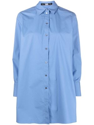 Karl Lagerfeld logo-embroidered cotton shirt - Blue
