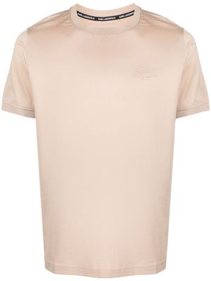 Karl Lagerfeld logo-embroidered cotton T-shirt - Neutrals