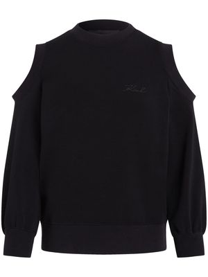 Karl Lagerfeld logo-embroidered cut out-detail sweatshirt - Black