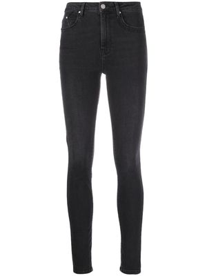 Karl Lagerfeld logo-embroidered high-waisted skinny jeans - Black