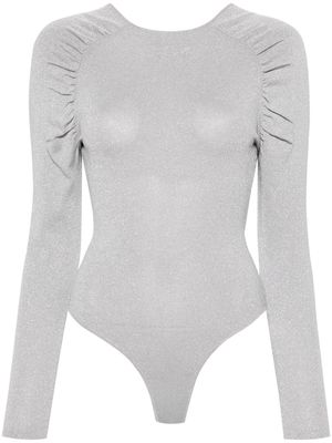 Karl Lagerfeld logo-embroidered lurex bodysuit - Silver