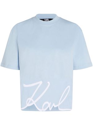 Karl Lagerfeld logo-embroidered organic cotton T-shirt - Blue