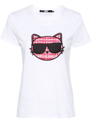 Karl Lagerfeld logo-embroidered organic-cotton T-shirt - White