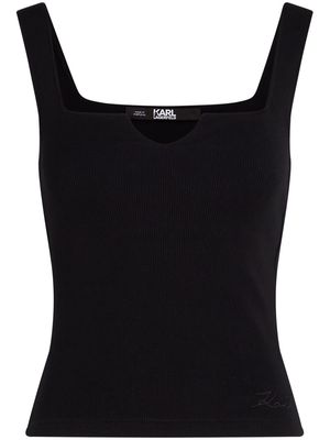 Karl Lagerfeld logo-embroidered ribbed top - Black