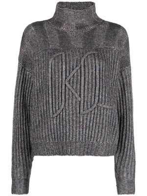 Karl Lagerfeld logo-embroidered roll-neck jumper - Blue