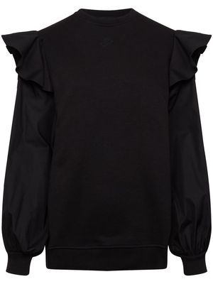 Karl Lagerfeld logo-embroidered ruffle-detailing sweatshirt - Black