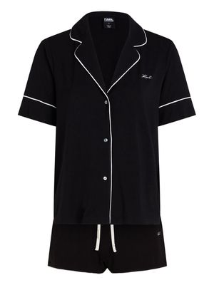 Karl Lagerfeld logo-embroidered short-sleeved pyjama set - Black